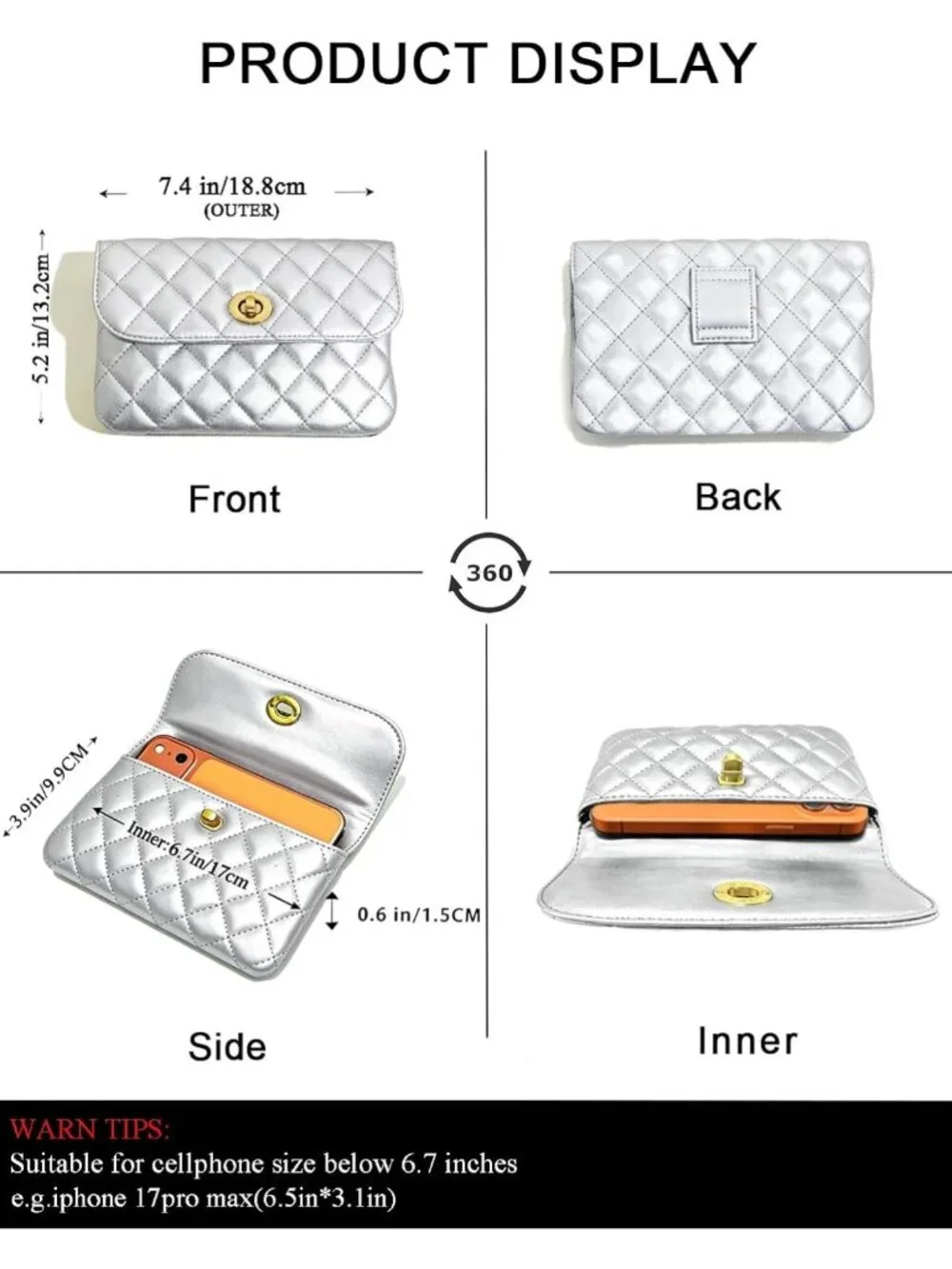Stylish Leather Chain Belt Bag for Women - Adjustable Crossbody Phone Purse